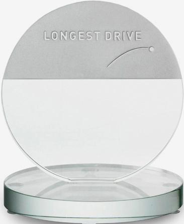 Trophäe, Optiwhite, rund, "LONGEST DRIVE"