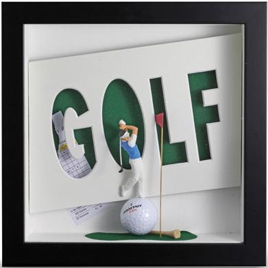 Collage "Golf-Abschlag", Holz/Kunststoff/Papier (Frankreich)