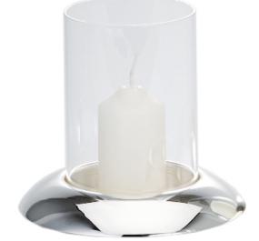 Glas-Windlicht, Glaszylinder auf Metallfuß, inkl. Kerze