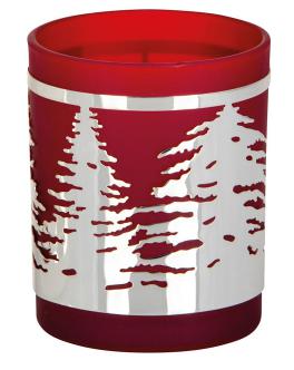 Teelichthalter Winterlandschaft, Rotglas, inkl. Teelicht, anlaufgeschützt