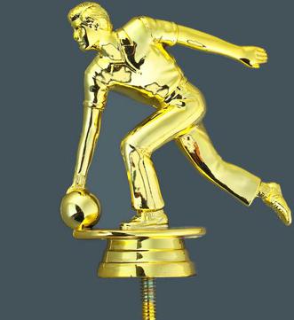 Schraubfix-Figur, Bowling Herren, goldfarben, Kunststoff