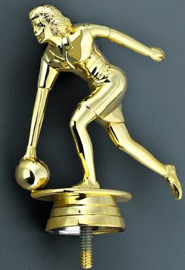 Schraubfix-Figur, Bowling Damen, goldfarben, Kunststoff
