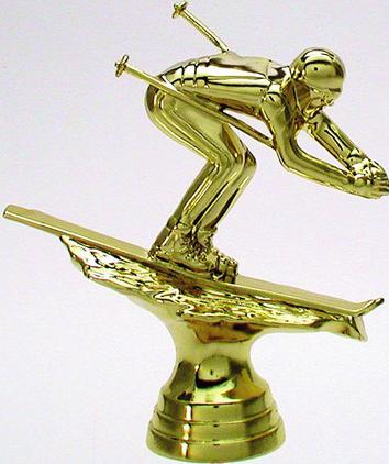 Schraubfix-Figur, Skifahren, goldfarben, Kunststoff