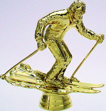 Schraubfix-Figur, Skifahren, goldfarben, Kunststoff