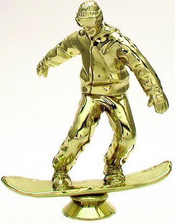 Schraubfix-Figur, Skifahren, goldfarben, Kunststoff