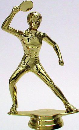 Schraubfix-Figur, Tischtennis Damen, goldfarben, Kunststoff