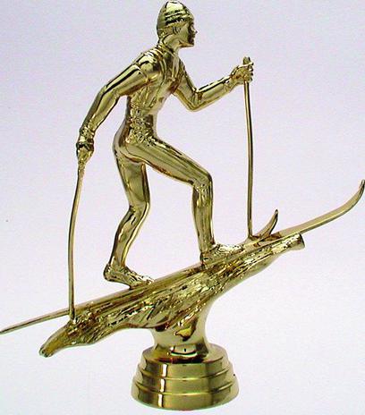 Schraubfix-Figur, Ski-Langlauf, goldfarben, Kunststoff