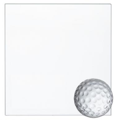 Trophäe, Glasplatte, Golfball 4cm D