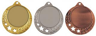 Medaille, 3er Set, Metall (Eisen), rund, mit farbiger Kordel (oder Halsband)