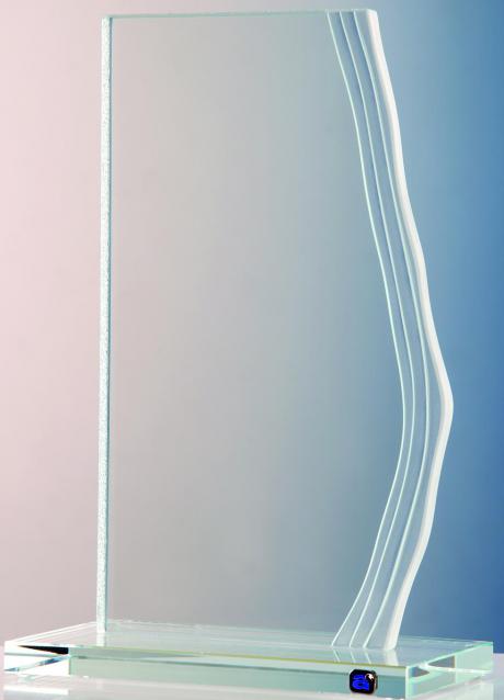 Trophäe, Optiwhiteglas, mit aufwendigem Handschliff, Eis-Optiwhiteglastechnik an Kanten