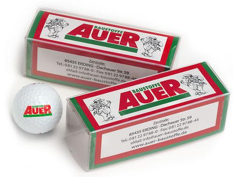 Clearbox für 3 Golfbälle mit bedrucktem Einleger