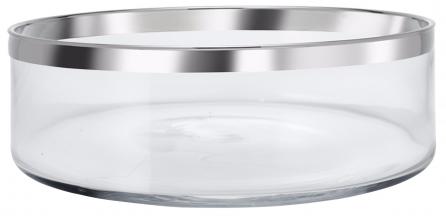 Glasschale, rund, klar, schlicht, 1000er Silberrandveredelung schmal