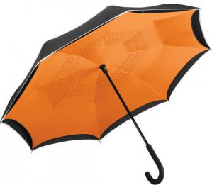 Regenschirm, Automatik, umgekehrtem Öffnungs- und Schließmechanismus, schwarz/orange