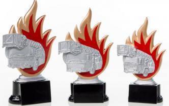 Sporttrophäe, Feuerwehr, Auto in Flamme, 3er Serie