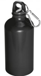 Isolierflasche, Aluminium, schwarz, Karabinerhaken