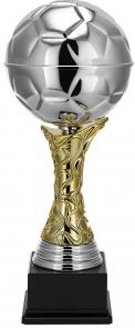 Fußballpokal, metallisiert silberfarben,  Keramikfuß, silber- und goldfarben, Resinsockel (Italien)