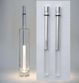 Flaschenleuchte LED-Stab, Acrylglas & Aluminium, Batterien