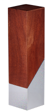 Holzpokal, Rechteckig, Metall und Holz (Mahagoni), 23,5cm H