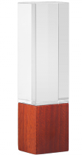 Holzpokal, Rechteckig, Glasblock auf Holz (Mahagoni), 21,5cm H
