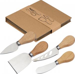 Käsemesser-Set, 4-tlg, Messer mit Holzgriffen
