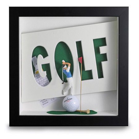 Collage "Golf-Abschlag", Holz/Kunststoff/Papier (Frankreich)