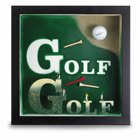 Collagenbild "GOLF", Holz/Kunststoff/Papier (Frankreich)