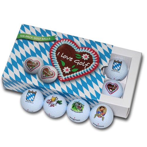 Geschenkeset "I love Golf", 6 Bälle, sortiert