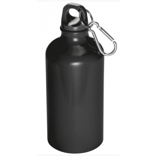 Isolierflasche, Aluminium, schwarz, Karabinerhaken