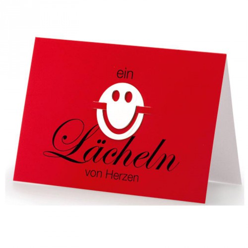 Lesezeichen, versilbert, Lächeln (Smiley) mit Klappkarte