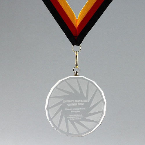 Medaille, Kristallgals, 70 mm, geschliffene Randverzierung