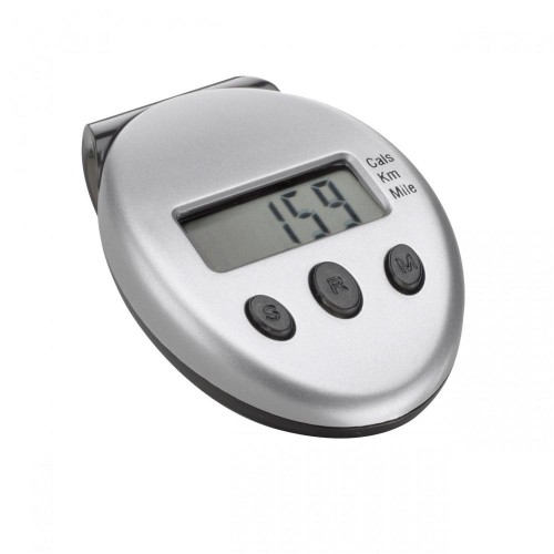 Pedometer, Schrittzähler, Kunststoff, silberfarben, Mehrfachanzeige, Halteclip