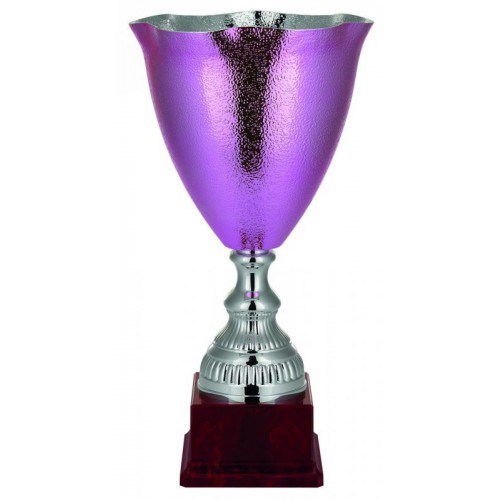 Pokal, Metall pink-/silberfarben, strukturierte Oberschale, PVC-Sockel (Italien)