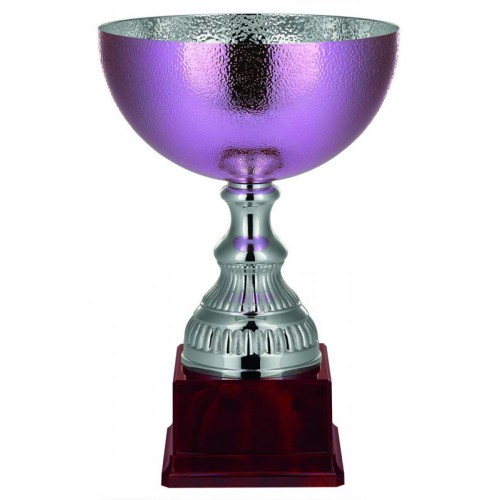 Pokal, Metall pink-/silberfarben, strukturierte Oberschale, PVC-Sockel (Italien)