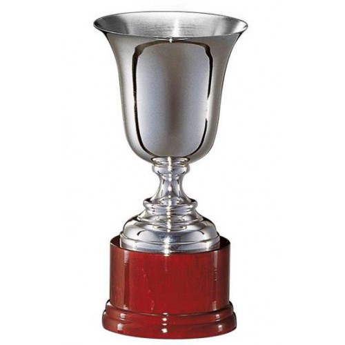 Pokal, versilbert, Tulpenform, Rundholzsockel (Italien)