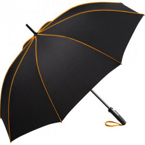 Regenschirm, Automatik, schwarz-orange, farbige Keilnahtpaspeln