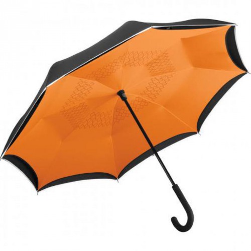 Regenschirm, Automatik, umgekehrtem Öffnungs- und Schließmechanismus, schwarz/orange