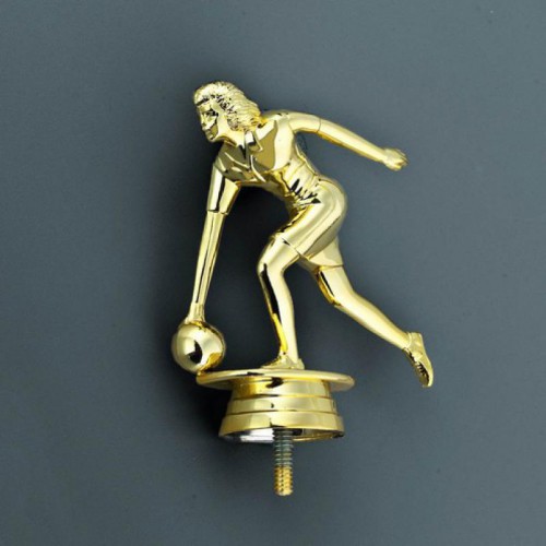 Schraubfix-Figur, Bowling Damen, goldfarben, Kunststoff