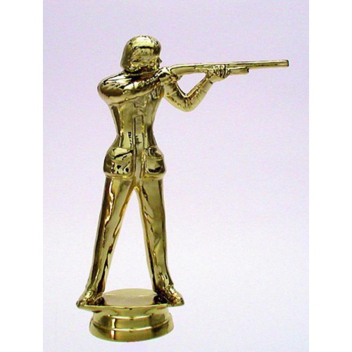 Schraubfix-Figur, Schiessen Damen, Gewehr, goldfarben, Kunststoff