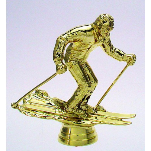 Schraubfix-Figur, Skifahren, goldfarben, Kunststoff