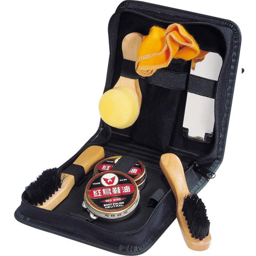 Schuhputz-Set, 6-teilig, Etui aus Kunstleder