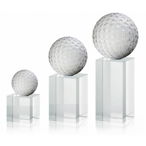 Trophäe, klare Glaswürfel, Glasgolfball