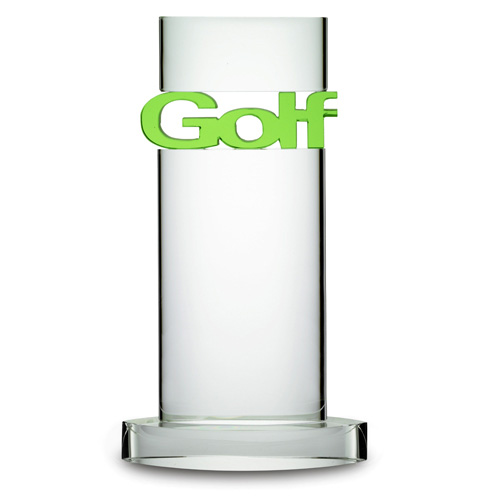 Trophäe, Optiwhiteglasglas, "Golf", elipsenförmig