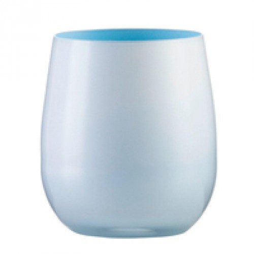 Vase/Windlicht, Glas, bauchig, innen eisblau, außen weiß